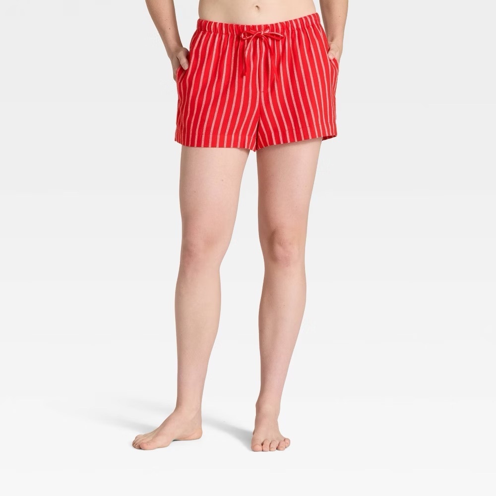 Auden Striped Pajama Shorts Red NWT Women’s Flannel